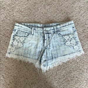 Denim Shorts with Lace Detail